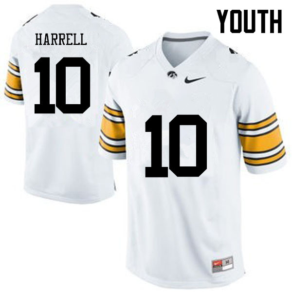 Youth Iowa Hawkeyes #10 Camron Harrell College Football Jerseys-White